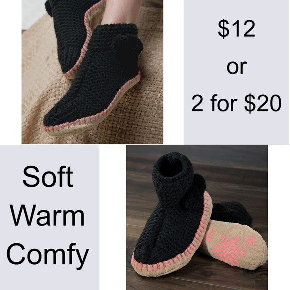 Ruggine Shoes - Comfy Hand Knitted Indoor Slipper Booties w Pom-Poms 🎁 Excellent Gift! 🎁